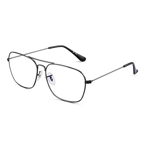 JM Flieger Blaues Licht blockiert Computer Brillen, Platz Augenschutz Video Eyeglasses Anti Blendung Damen Herren(Gunmetal Rahmen Schwarze Tempel Tipps) von JM