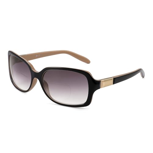 JM Klassisch Bifokal Lesebrille Platz Stylish Gradient Sonnenbrillen Leser für Damen +1.0 Schwarz von JM