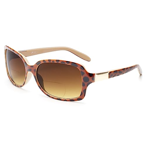 JM Klassisch Bifokal Lesebrille Platz Stylish Gradient Sonnenbrillen Leser für Damen +3.5 Schildkröte von JM