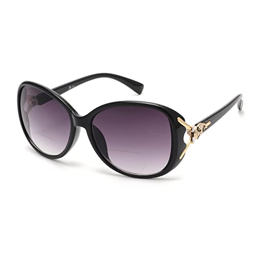 JM Klassisch Bifokal Sonnenbrille lesen Frauen Draussen UV Schutz Lesebrille Schwarz +1.0 von JM