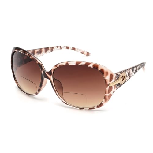 JM Klassisch Bifokale Lese Sonnenbrille für Damen Jahrgang Lesebrille Draussen UV-Schutz Tortoise +1,0 von JM