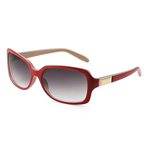 JM Klassische Wrap Around Sonnenbrille Rechteckige Stilvolle Gradient Sonnenbrille für Frauen Rot von JM