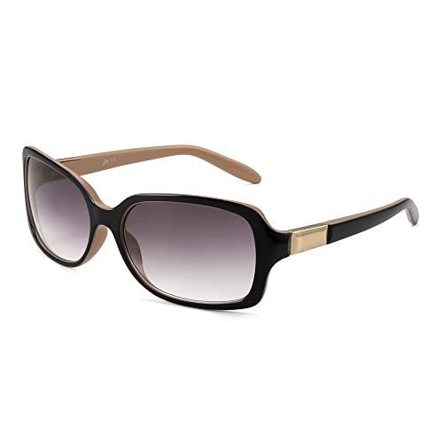 JM Klassische Wrap Around Sonnenbrille Rechteckige Stilvolle Gradient Sonnenbrille für Frauen Schwarz von JM