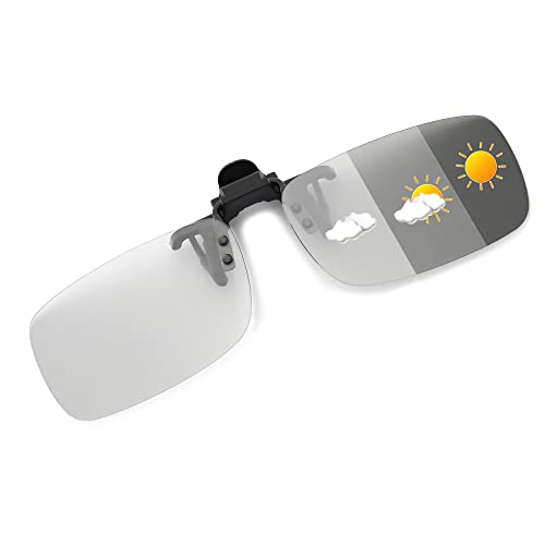 JM Polarisierter Clip auf photochrome Sonnenbrille Rahmenlose Flip Up Linse für verschreibungspflichtige Gläser Grau 57 * 36 von JM