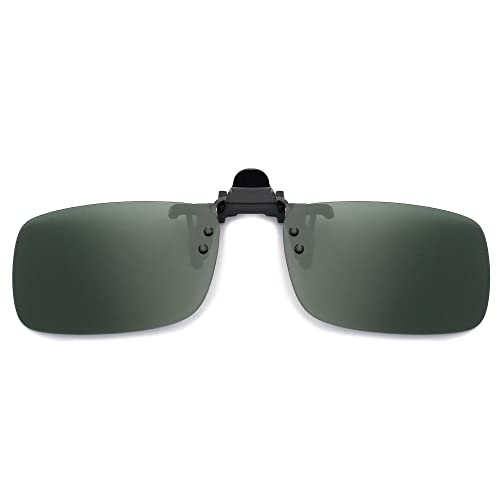 JM Polarized Clip auf Sonnenbrille Rahmenlose Flip Up Linse für verschreibungspflichtige Gläser Grün 57 * 36 von JM