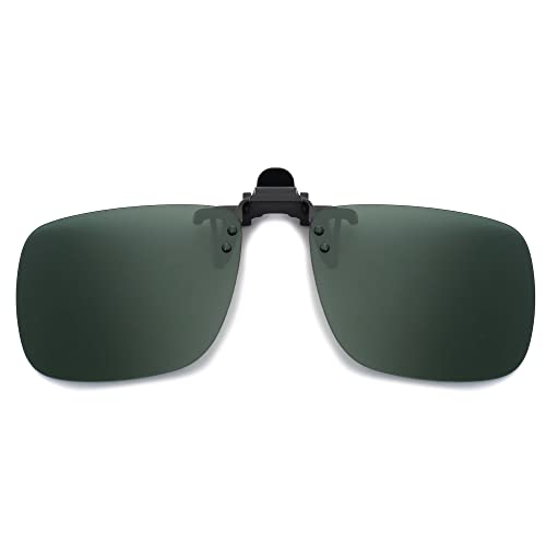 JM Polarized Clip auf Sonnenbrille Rahmenlose Flip Up Linse für verschreibungspflichtige Gläser Grün 60 * 47 von JM