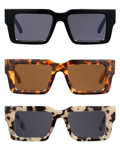 JM Völlig Vergrößerte Sonnenbrille mit Sehstärke Damen mit Federscharnier, Mode Quadratische Lesebrille mit UV-Schutz 3 Pack +2.75 von JM