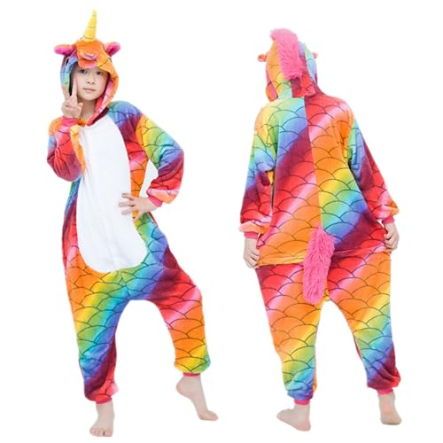 JMAHM Schlafoveralls Tier Schlafanzug Cosplay Jumpsuit Pyjamas Flanell (Farbige Fischschuppen, Körpergröße 155-165cm (M)) von JMAHM