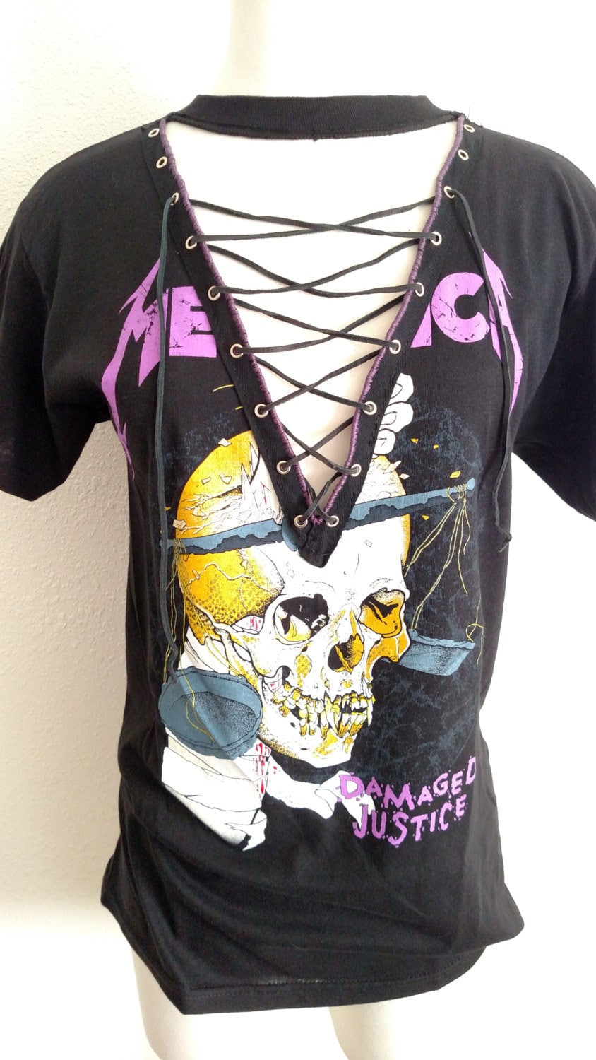 Metallica Schnür T-Shirt - Rock Metal Band Top Beunruhigt, Grunge, Konzert-T-Shirt, N Roll Metallica Schnür T-Shirt - Rock Metal Band Top Beunruhigt, Grunge, Konzert-T-Shirt, N Roll von JMASUMI