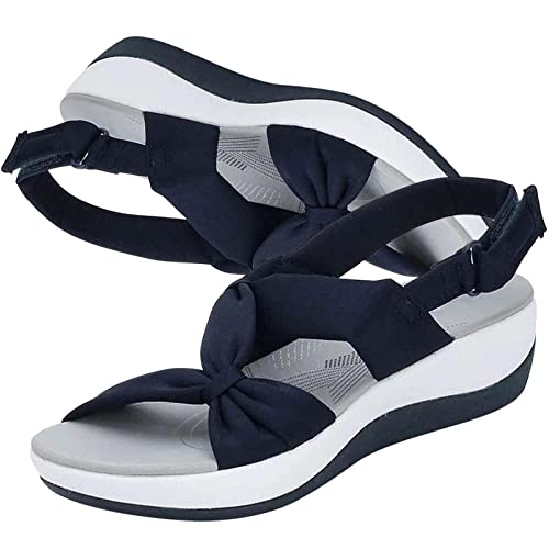 JMEDIC Damensandalen mit Fußgewölbeunterstützung, Arch Support Strandsandalen mit niedrigem Keilabsatz | Bequeme Schuhe mit Keilabsatz für Sommer am Strand, Wandern von JMEDIC