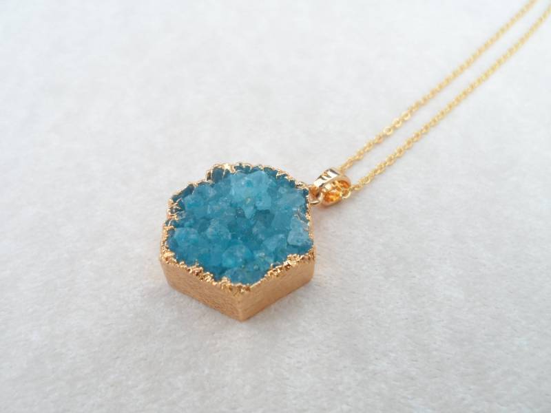 Gold Druzy Halskette - Blau Schmuck Gold Druzy Halskette - Blau Schmuck von JMEjewelry