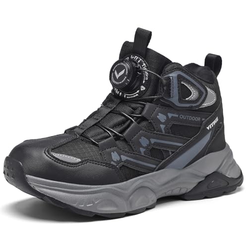 JMFCHI SPORTS Unisex Kinder Schneestiefel Jungen Winterschuhe Mädchen Wasserdicht Rutschfest Warme Wanderschuhe Schwarz Gr. 39 von JMFCHI SPORTS