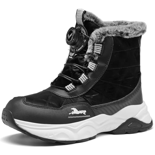 JMFCHI SPORTS Unisex Kinder Schneestiefel Jungen Winterschuhe Mädchen Wasserdicht Rutschfest Warme Wanderschuhe Schwarz Gr. 40 von JMFCHI SPORTS