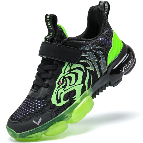 JMFCHI Kinder Turnschuhe Jungen Sportschuhe Kinderschuhe Mädchen Hallenschuhe Outdoor Laufschuhe Sneaker Bequem Atmungsaktiv rutschfest Schwarz Grün gr 40 von JMFCHI