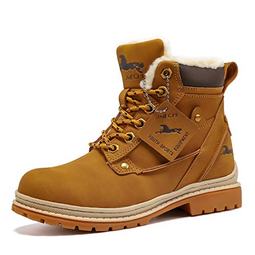 Kinder Winterschuhe Wanderschuhe Jungen Schneestiefel Warmfutter Mädchen Outdoor Trekking Winterstiefel rutschfeste Mid Baumwollschuhe Gelb gr 35 von JMFCHI