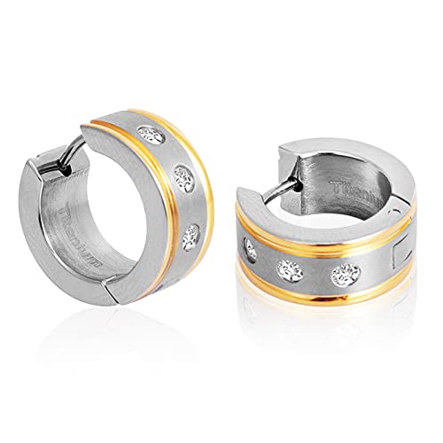 Titan Ohrringe für Empfindliche Ohren, Creolen für Männer Frauen, Hypoallergene (IP Gold+Silber 10mm) von JMFENFA