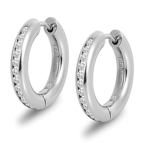 Titan Ohrringe für empfindliche Ohren, Titan Creolen für M?nner Frauen, hypoallergene Titan Ohrringe (Silver 12mm) von JMFENFA