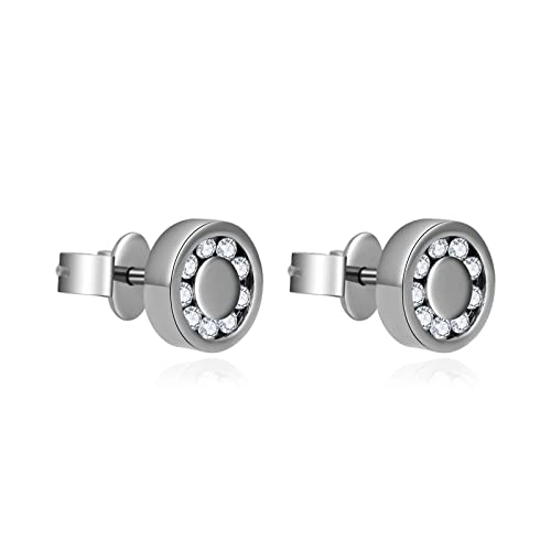 Titan Ohrringe für empfindliche Ohren, Titan Ohrstecker für Frauen, Herz Kreuz Hexagon Runde CZ Ohrstecker (Round) von JMFENFA