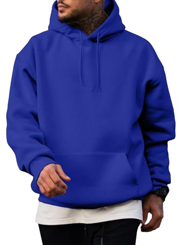 JMIERR Baumwolle Hoodie für Herren Freizeit Sweatshirts mit Taschen Langarm Kordelzug Kapuzenpullovers Hellblau XXL von JMIERR