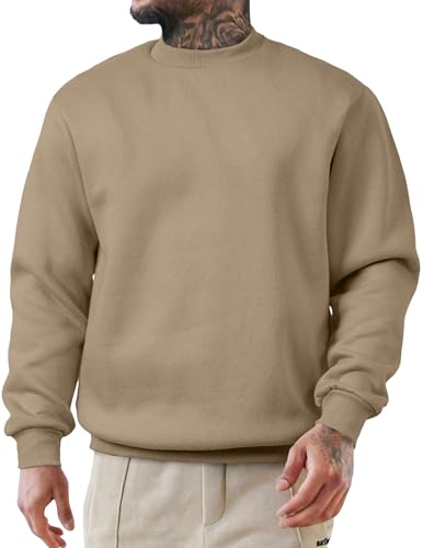 JMIERR Baumwolle Pullover Herren 2024 Freizeit Rundhals Sweatshirts Winter Langarm Hoodies Loose Fit Beige XXL JMIERR Baumwolle Pullover Herren 2024 Freizeit Rundhals Sweatshirts Winter Langarm Hoodies Loose Fit Beige XXL von JMIERR