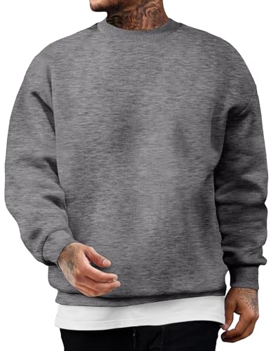 JMIERR Baumwolle Sweatshirts Pullover für Herren Casual Basic Fallen Winter Hoodie Sweater Dunkelgrau XXL von JMIERR