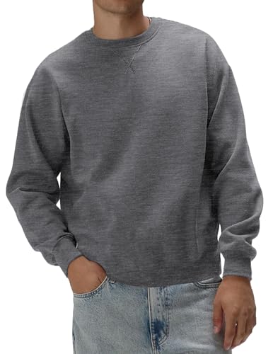 JMIERR Baumwolle Sweatshirts Pullover für Herren 2025 Casual Basic Langarm Rundhals Hoodie Kapuzenpullover Dunkelgrau L von JMIERR