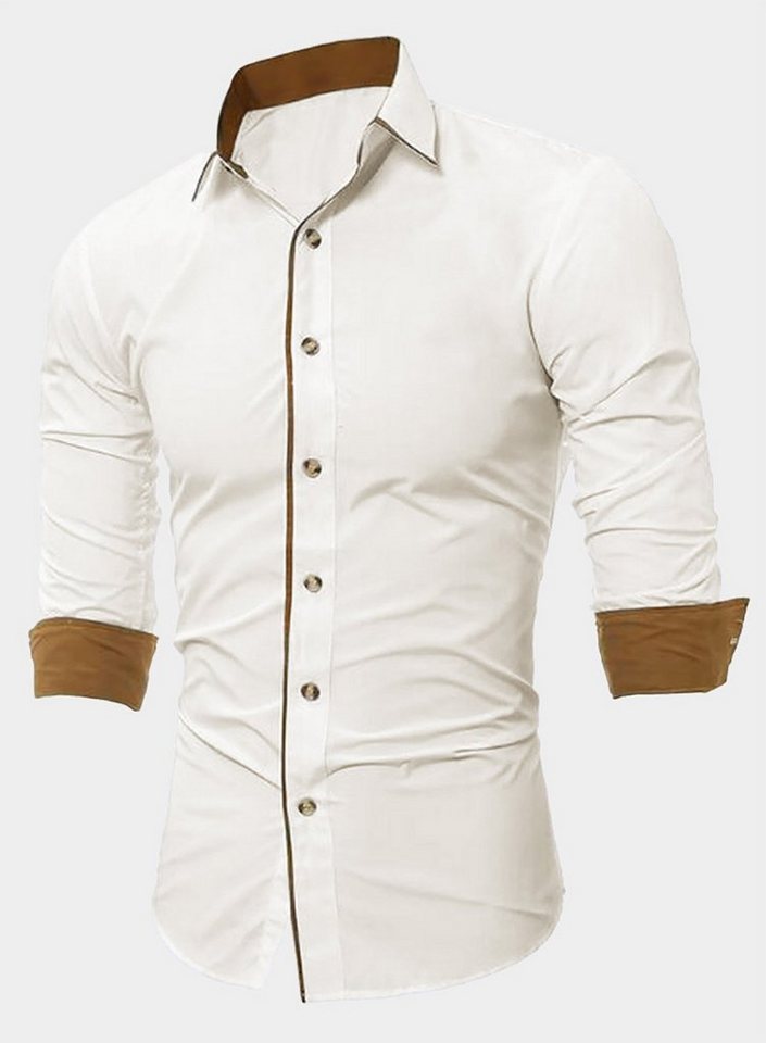 JMIERR Businesshemd Herren Hemd Langarm Business Hemd Freizeithemd Formelle S-2XL (als Jacke offen oder Hemd zugeknöpft zu tragen) von JMIERR