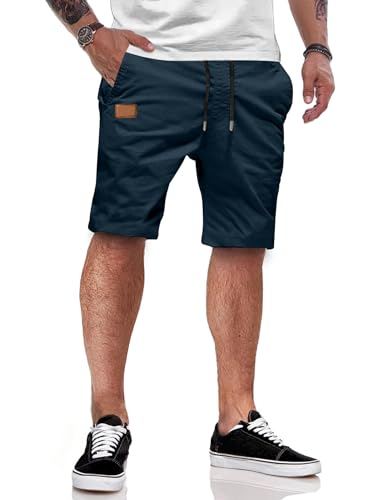 JMIERR Cargo Shorts Herren Baumwolle Chino Shorts Herren Sommer Freizeit Chino Stretch mit Taschen Blau XL von JMIERR