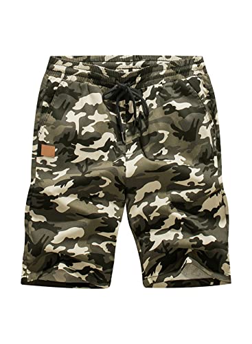 JMIERR Cargo Shorts Herren Baumwolle Chino Shorts Herren Sommer Freizeit Chino Stretch mit Taschen Tarnfarbe Apricot S von JMIERR