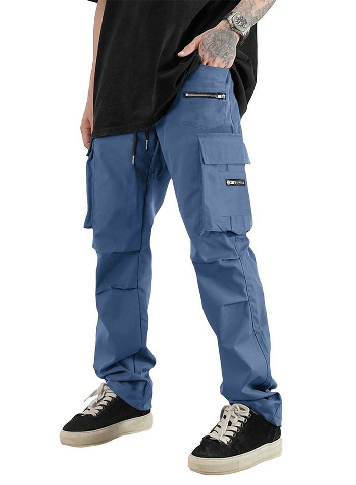 JMIERR Cargohose Herren Cargo Hose Lang Einfarbig Freizeithose Männer Loose Fit S-XXL (Baumwolle) von JMIERR