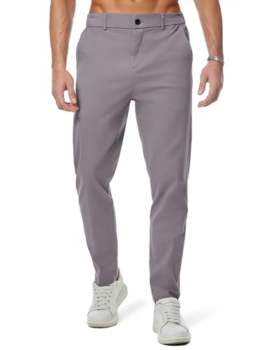 JMIERR Chino Hose Herren 2025 Casual Baumwolle Cargohose mit Taschen Männer Sweatpants Elastische Taille Bequeme Stoffhose Grau, 3XL von JMIERR