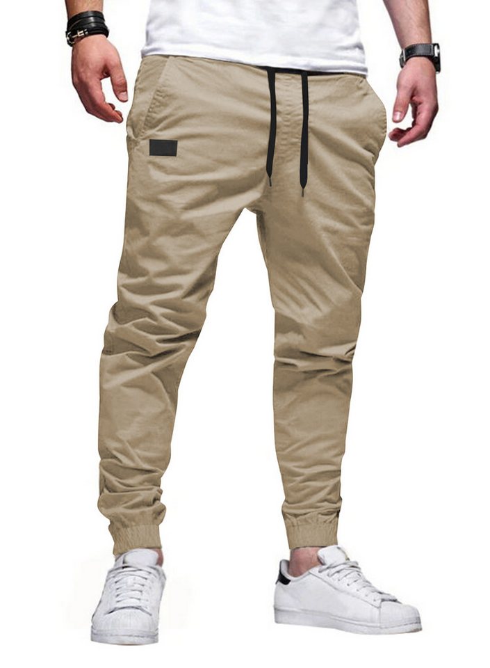 JMIERR Chinohose Chino Hose Herren Freizeithose Baumwolle Cargohose Herren Jogginghose (Cargohose) in Unifarbe, Elastikbund mit Tunnelzug, mit elastischem Bund von JMIERR