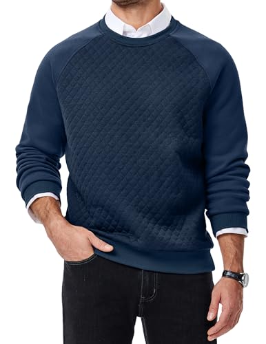 JMIERR Diamond Texture Sweatshirt für Herren - 2025 Casual Langarm Pullover Winter Comfy Hoodie Regular Fit Blau M von JMIERR