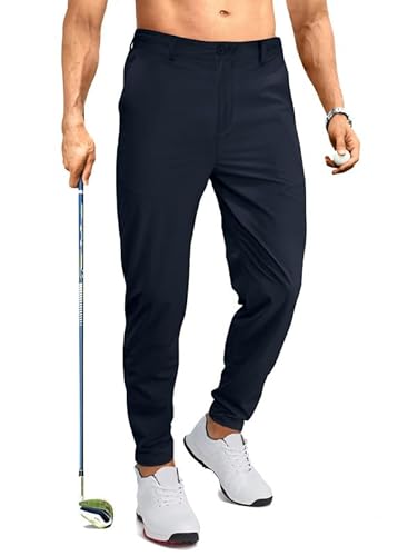 JMIERR Golf Pants for Men Chino Stretch Hosenn Herren Sport GolfHosen Slim fit Winter Zip Lang Freizeithosen mit 5 Taschen Blau 3XL von JMIERR