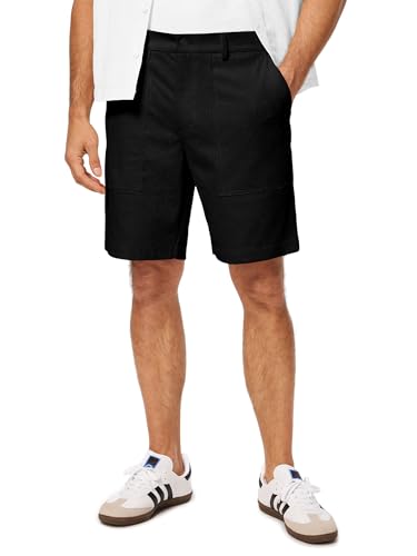 JMIERR Herren Casual Kurze Hosen mit 3 Taschen Sommer Corduroy Shorts 2025 Stretch Cargo Short Schwarz XL von JMIERR