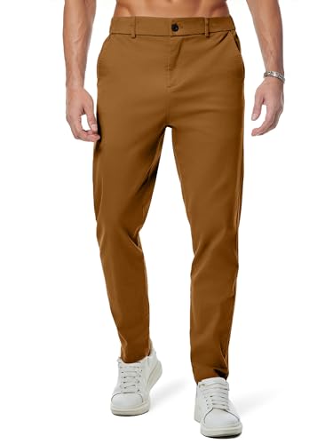 JMIERR Herren Chino Hose Casual Baumwolle Cargohose 2025 Stretch Sweatpants mit Taschen Bequeme Stoffhose Regular Fit Chestnut, 3XL von JMIERR