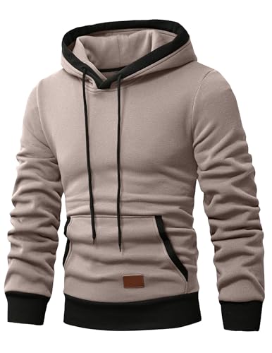 JMIERR Herren Hoodie Herrenpullover mit Kapuze Casual Langarm Kapuzenpullover Kordelzug Kapuzenjacke Hoodies Sweatshirt mit Tasche Hellgrau XL von JMIERR