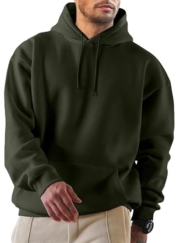JMIERR Herren Hoodie mit Taschen Freizeit Baumwolle Sweatshirts Langarm Fallen Winter Kordelzug Kapuzenpullovers Grün 5XL von JMIERR
