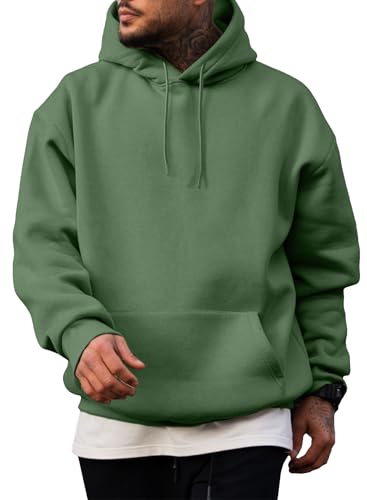 JMIERR Herren Hoodie mit Taschen Freizeit Baumwolle Sweatshirts Langarm Kordelzug Kapuzenpullovers Waldgrün S von JMIERR