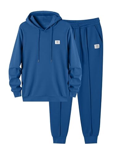 JMIERR Herren Hoodie und Jogginghose 2 Piece Jogginganzug Baumwolle Trainingsanzug Set mit Taschen Männer Casual Baggy Sportanzug Pullover Tracksuit,Ashleigh Blau 2XL von JMIERR