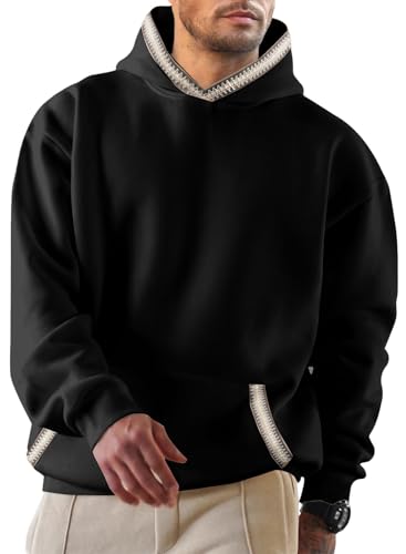 JMIERR Herren Hoodies mit Taschen Kordelzug Pullovers Männer Lange Ärmel Kordelzug Sweatshirts 2025 Fashion Baumwolle Kapuzenpullover Schwarz L JMIERR Herren Hoodies mit Taschen Kordelzug Pullovers Männer Lange Ärmel Kordelzug Sweatshirts 2025 Fashion Baumwolle Kapuzenpullover Schwarz L von JMIERR