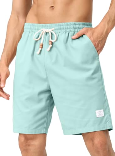 JMIERR Herren Kurze Hosen mit Taschen Sommer Leinen Strandshorts Casual Baumwolle Drawstring Sport Short Himmelblau 3XL von JMIERR