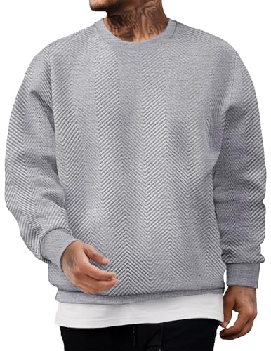 JMIERR Herren Pullover Raglan Sweat Langarm Crew Neck Basic Sweatshirt Casual Winter Sweatshirts Loose Fit Grau XXL von JMIERR