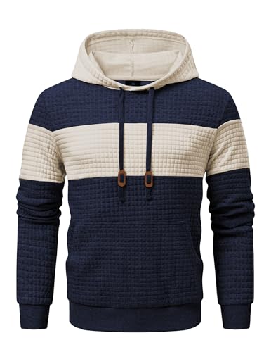 JMIERR Hoodie Herren Langarm Warm Kapuzenpullover Herrenpullover Jacquard Casual Farbblock Sweatshirt Kordelzug mit Taschen Blau M JMIERR Hoodie Herren Langarm Warm Kapuzenpullover Herrenpullover Jacquard Casual Farbblock Sweatshirt Kordelzug mit Taschen Blau M von JMIERR