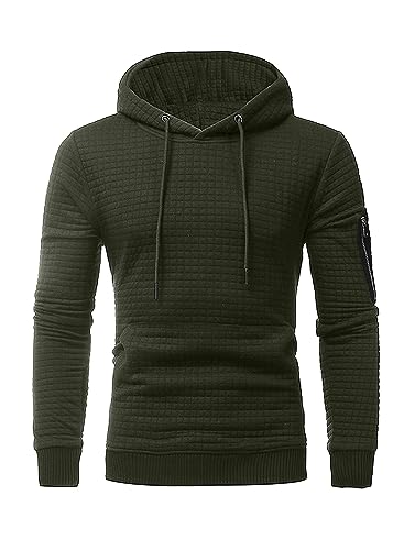 JMIERR Hoodie Herren Pullover Herren Langarm Sweatjacke Kapuzenpullover Casual Sweatshirt Classic Hoody mit Tasche Grün L von JMIERR