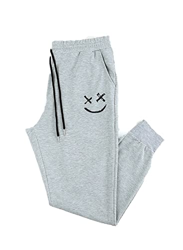 JMIERR Jogginghose Herren Baumwolle Thermo Freizeithose Herren Lang mit Kordelzug-Aufdruck Sweatpants Herren mit Taschen Fitnessstudio und Draußen Regular Fit, Grau S von JMIERR