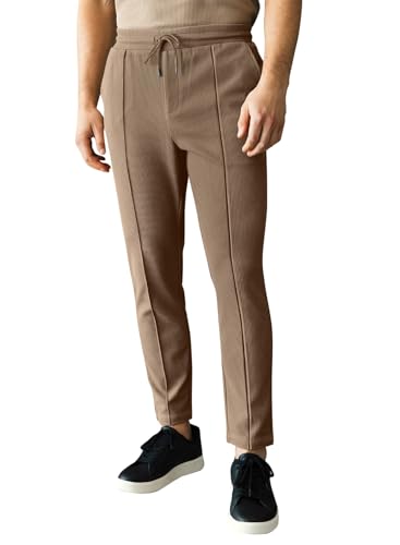 JMIERR Jogginghose Herren Freizeithose Männer Sporthose Herren Casual Jogger Pants Slim Fit Elastische Taille mit Kordelzug Sweatpants Herren mit Taschen Braun L von JMIERR