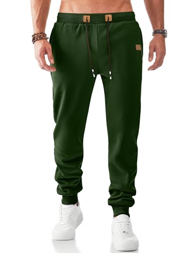 JMIERR Jogginghose Herren Gefütterte Sporthose Lange Sweathose Warme Trainingshose Männer Freizeithose mit Taschen Hellgrün XXL von JMIERR