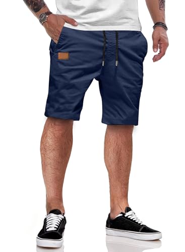 JMIERR Kurze Hosen Herren Shorts Herren Sommer Chino Baumwolle Elastische Taille mit Taschen Blau S JMIERR Kurze Hosen Herren Shorts Herren Sommer Chino Baumwolle Elastische Taille mit Taschen Blau S von JMIERR