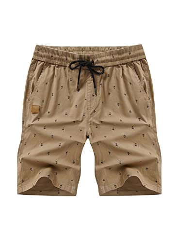 JMIERR Shorts Herren Freizeit Chino Stretch Baumwolle Elastische Taille mit Taschen Khaki 2XL von JMIERR